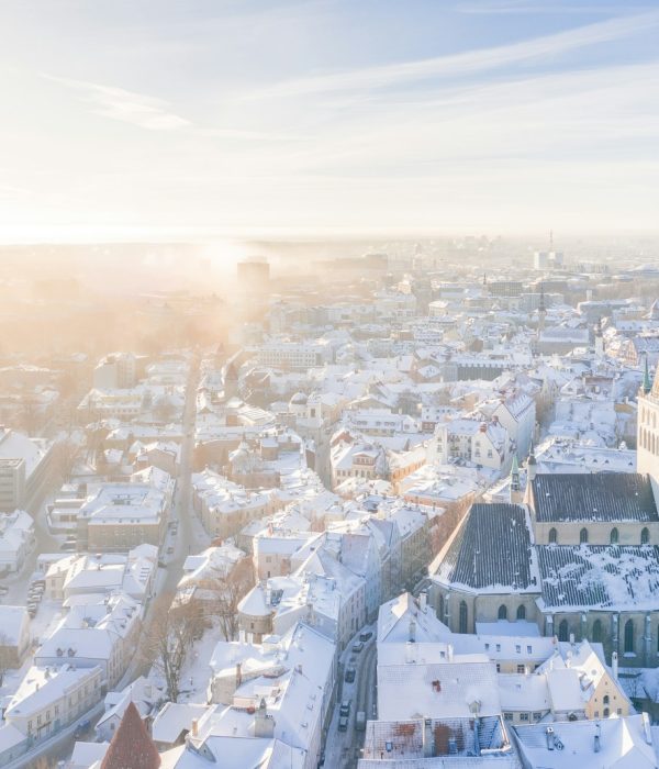 city covered with snow during daytime